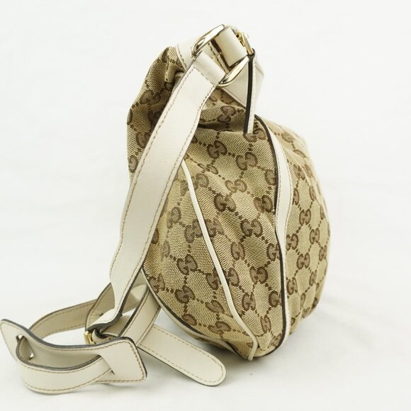 Vintage Gucci GG Supreme Abbey Shoulder Bag In Beige & White w/ Silver Hardware - Picture 5 of 14